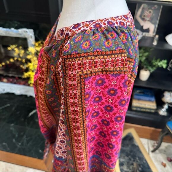 New Directions Boho Floral Front Tie Blouse Size Medium - Picture 9 of 13